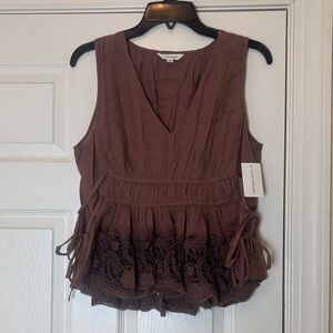 NWT Lucky Brand Lace Ruched Tank Top size Medium